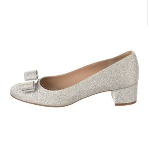 Ferragamo Silver Sparkle Pumps